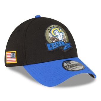 Men's Los Angeles Rams New Era Black/Blue 2022 Salute To Service 39THIRTY Flex Hat 