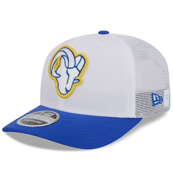 Men's Los Angeles Rams New Era White/Royal 2024 NFL Training Camp 9SEVENTY Trucker Hat