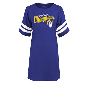 Women's Los Angeles Rams Majestic Threads Heathered Royal Super Bowl LVI Champions My Turf Tri-Blend Varsity Dress