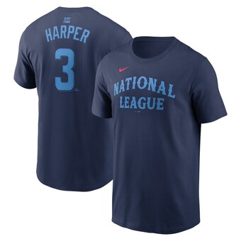 Men's National League Bryce Harper Nike Navy 2024 MLB All-Star Game Name & Number T-Shirt