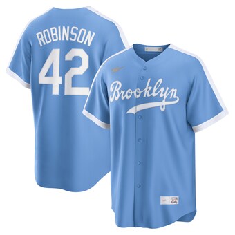Men's Brooklyn Dodgers Jackie Robinson Nike Light Blue Alternate Cooperstown Collection Player Jersey
