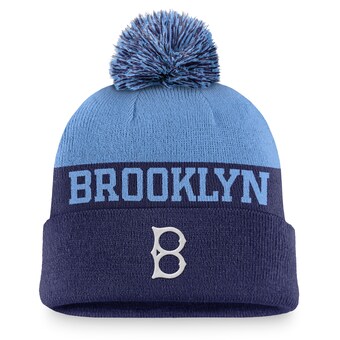 Men's Brooklyn Dodgers Nike Royal Rewind Peak Cuffed Knit Hat with Pom