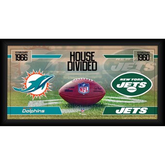 Miami Dolphins vs. New York Jets Fanatics Authentic Framed 10" x 20" House Divided Football Collage