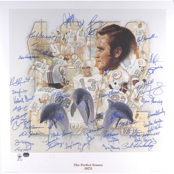 Autographed 1972 Miami Dolphins Fanatics Authentic Undefeated 24'' x 24'' 35th Anniversary Lithograph