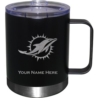 Miami Dolphins Black 12oz. Personalized Stainless Steel Lowball with Handle
