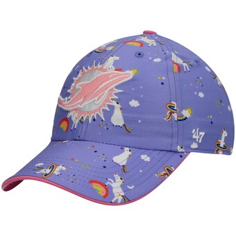 Girls Preschool Miami Dolphins '47 Purple Unicorn Clean Up Adjustable Hat