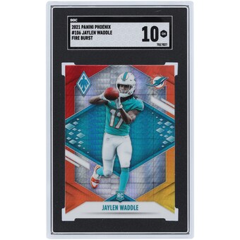 Jaylen Waddle Miami Dolphins 2021 Panini Phoenix Fire Burst #106 SGC Authenticated 10 Rookie Card