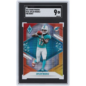 Jaylen Waddle Miami Dolphins 2021 Panini Phoenix Fire Burst #106 SGC Authenticated 9 Rookie Card