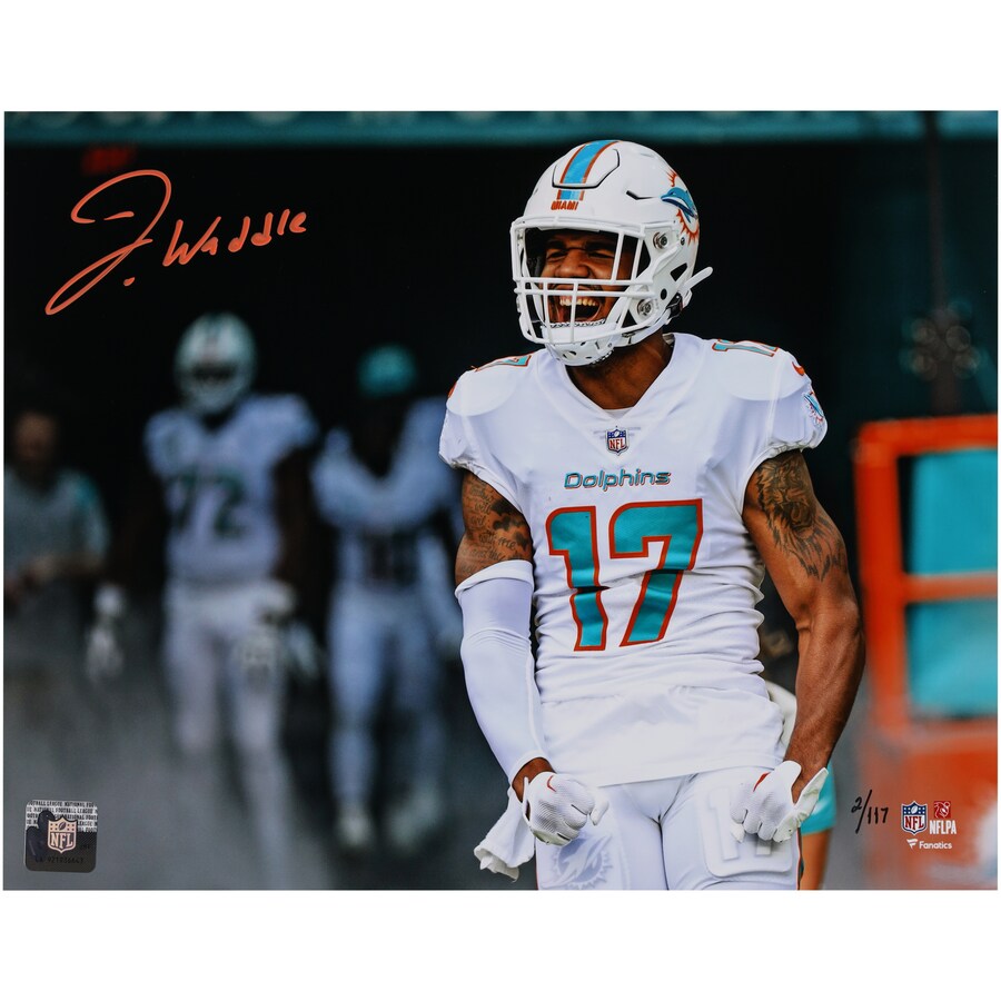 Jaylen Waddle Miami Dolphins Autographed Fanatics Authentic 11" x 14" Pregame Intro Yelling Photograph - Limited Edition of 117