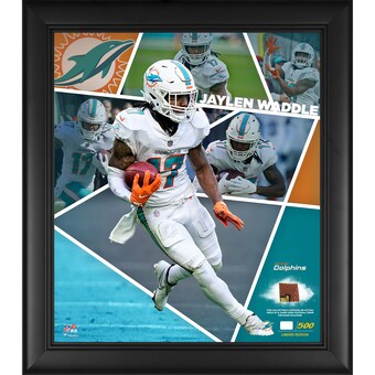 Miami Dolphins Jaylen Waddle Fanatics Authentic Framed 15" x 17" Impact Player Collage with a Piece of Game-Used Football - Limited Edition of 500