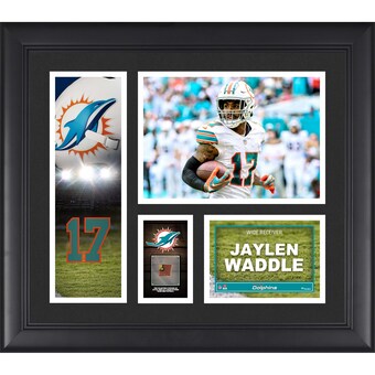 Jaylen Waddle Miami Dolphins Fanatics Authentic Framed 15" x 17" Player Collage with a Piece of Game-Used Ball