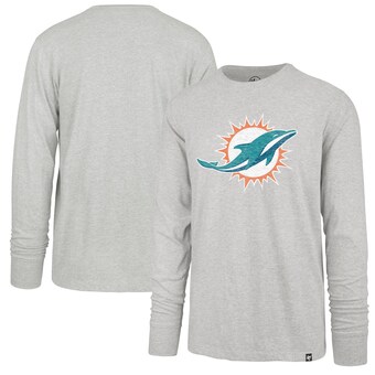 Men's Miami Dolphins '47 Gray Premier Franklin Long Sleeve T-Shirt