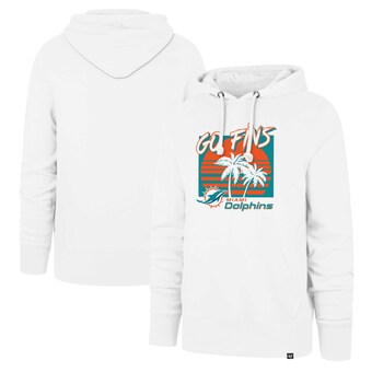 Men's Miami Dolphins '47 White Go Fins Regional Headline Pullover Hoodie