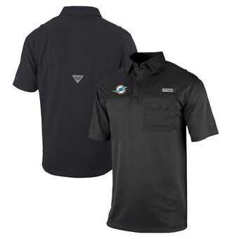 Men's Miami Dolphins  Columbia Black Omni-Wick Flycaster Pocket Polo