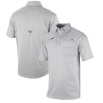 Men's Miami Dolphins  Columbia Gray Omni-Wick Flycaster Pocket Polo