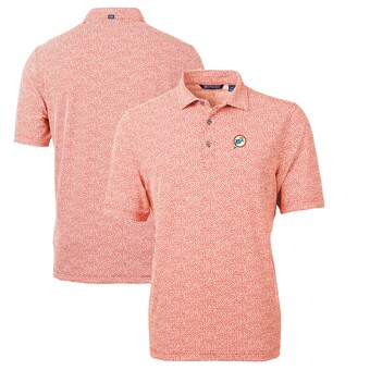 Men's Miami Dolphins Cutter & Buck Orange Throwback Logo Virtue Eco-Pique Botanical Recycled Polo