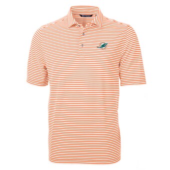 Men's Miami Dolphins Cutter & Buck Orange Virtue Eco Pique Stripe Polo