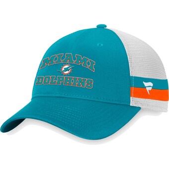 Men's Miami Dolphins  Fanatics Aqua/White Fundamentals Side Stripe Trucker Adjustable Hat