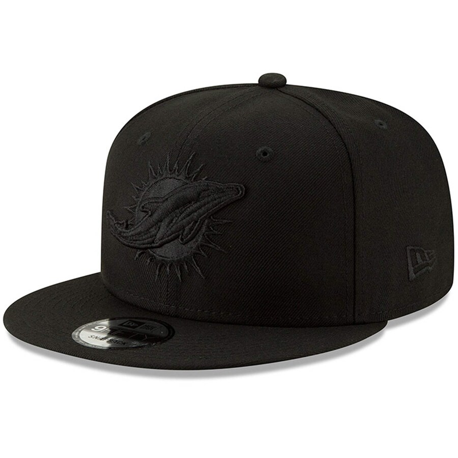 Men's Miami Dolphins New Era Black Black On Black 9FIFTY Adjustable Hat