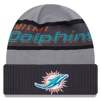 Men's Miami Dolphins  New Era Gray 2023 Sideline Tech Cuffed Knit Hat