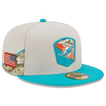 Men's Miami Dolphins  New Era Stone/Aqua 2023 Salute To Service 59FIFTY Fitted Hat