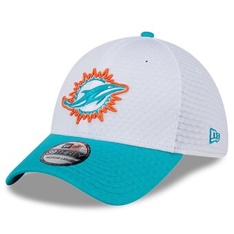 Men's Miami Dolphins New Era White/Aqua 2024 NFL Training Camp 39THIRTY Flex Hat