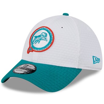 Men's Miami Dolphins New Era White/Aqua 2024 NFL Training Camp 39THIRTY Flex Hat