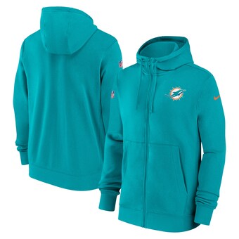 Men's Miami Dolphins Nike Aqua Sideline Club Performance Full-Zip Hoodie