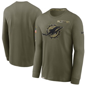 Men's Miami Dolphins Nike Olive Salute To Service Performance Long Sleeve T-Shirt