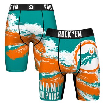 Men's Miami Dolphins  Rock Em Socks Gridiron Classic Paint Boxer Briefs