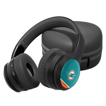 Miami Dolphins Stripe Design Wireless Bluetooth Headphones With Case