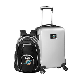 Miami Dolphins MOJO Silver Personalized Deluxe 2-Piece Backpack & Carry-On Set