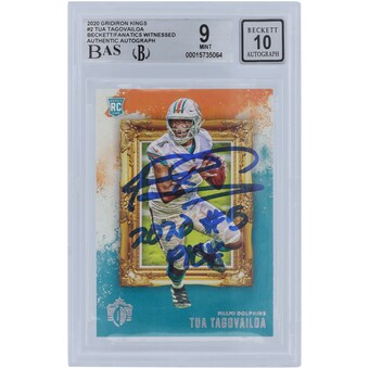 Tua Tagovailoa Miami Dolphins Autographed 2020 Panini Gridiron Kings #GK-2 Beckett Fanatics Witnessed Authenticated 9/10 Rookie Card with "2020 #5 PICK" Inscription