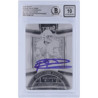 Tua Tagovailoa Miami Dolphins Autographed 2020 Panini Select Rookie Selections Black Printing Plate #3 #1/1 Beckett Fanatics Witnessed Authenticated 10 Rookie Card 