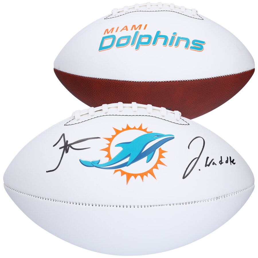 Tyreek Hill & Jaylen Waddle Miami Dolphins Autographed Fanatics Authentic Franklin White Panel Football