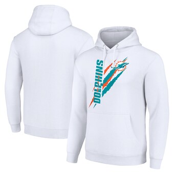 Unisex Miami Dolphins Starter White Color Scratch Fleece Pullover Hoodie