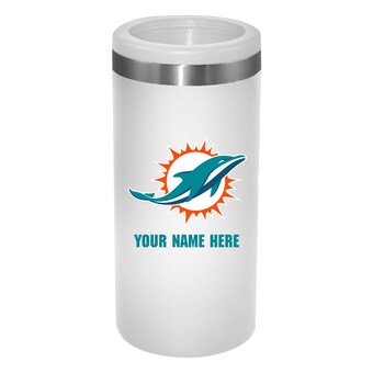 Miami Dolphins White 12oz. Personalized Slim Can Holder