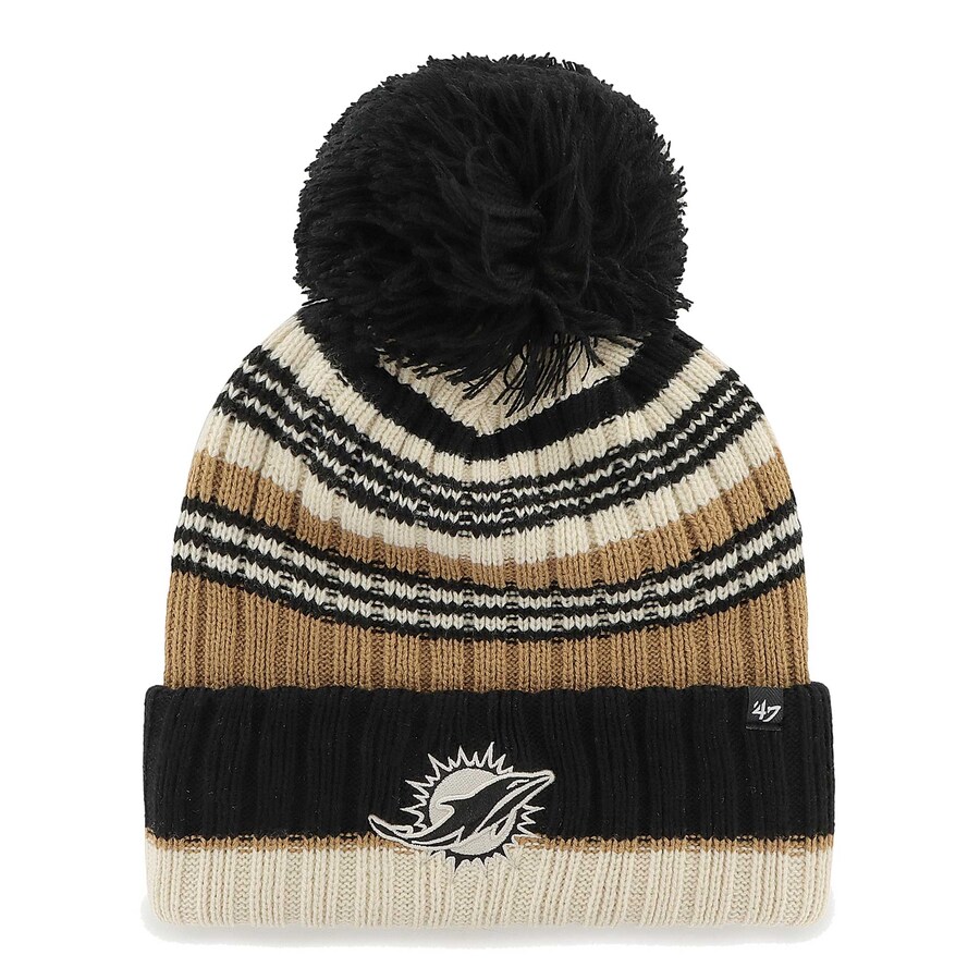 Women's Miami Dolphins '47 Natural Barista Cuffed Knit Hat with Pom