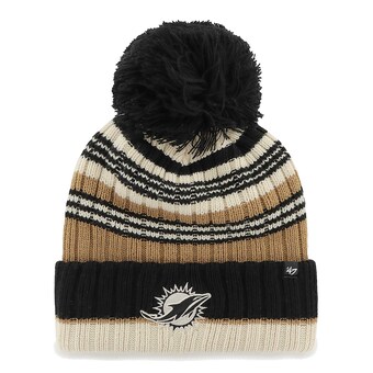 Women's Miami Dolphins '47 Natural Barista Cuffed Knit Hat with Pom