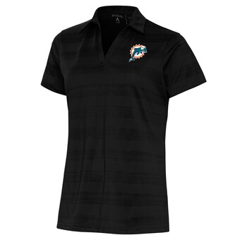 Women's Miami Dolphins Antigua Black Throwback Logo Compass Polo