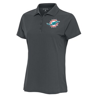 Women's Miami Dolphins Antigua Charcoal Team Logo Legacy Pique Polo