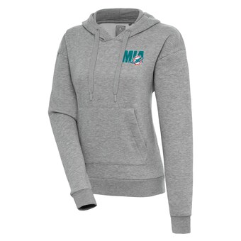 Women's Miami Dolphins  Antigua Heather Gray Victory Pullover Hoodie