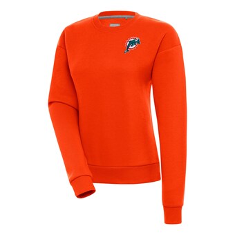 Women's Miami Dolphins Antigua Orange Throwback Logo Victory Pullover Sweatshirt