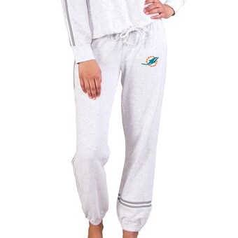 Women's Miami Dolphins Concepts Sport Cream/Gray Pendant French Terry Jogger Pants