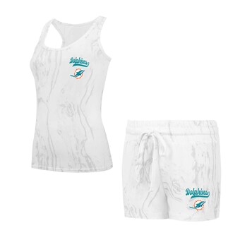 Women's Miami Dolphins Concepts Sport Quartz Hacci Knit Tank Top & Shorts Sleep Set
