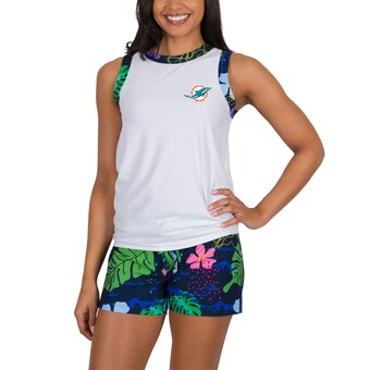 Women's Miami Dolphins Concepts Sport White Roamer Knit Tank Top & Shorts Set