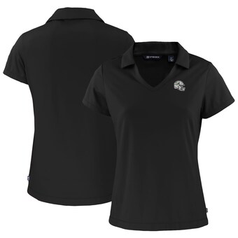 Women's Miami Dolphins  Cutter & Buck Black Helmet Daybreak Eco Recycled V-Neck Polo