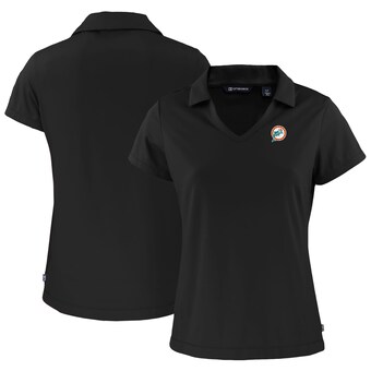 Women's Miami Dolphins  Cutter & Buck Black Throwback Daybreak Eco Recycled V-Neck Polo