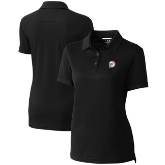 Women's Miami Dolphins Cutter & Buck Black Throwback Logo Advantage Tri-Blend Pique Polo