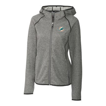 Women's Miami Dolphins Cutter & Buck Gray Mainsail Full-Zip Jacket